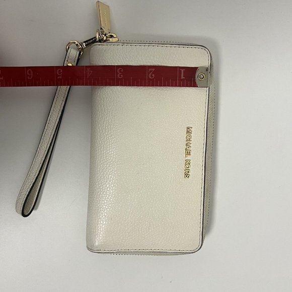 Michael Kors Jet Set Travel Phone Wallet Wristlet Off White Leather Cream - Picture 6 of 11